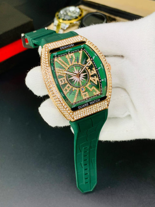 DENVOSI STONE GREEN STRAP (ROSE GOLD)